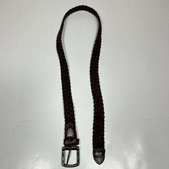 Vtg 2000D Women Braided Genuine Leather Belt Brown Brass Buckle Sz S - Picture 5 of 9